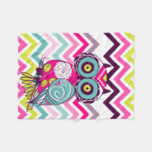 Zickzack Retro Eule Fleecedecke (Vorderseite (Horizontal))