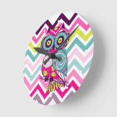 Zickzack Retro Groovy Owl Runde Wanduhr (Winkel)
