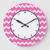 Zickzack Retrouschenrosa im Retrostil Große Wanduhr (Vorderseite)