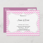 Zickzack rosa einladungspostkarte (Vorne/Hinten)