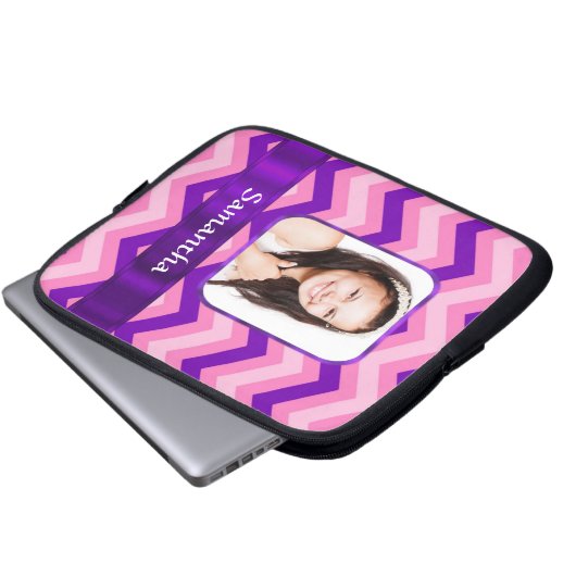 Zickzack rosa laptopschutzhülle (Vorne Knopf)