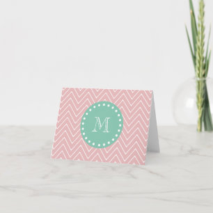 Zickzack rosa Muster Minze grüne Monogramm