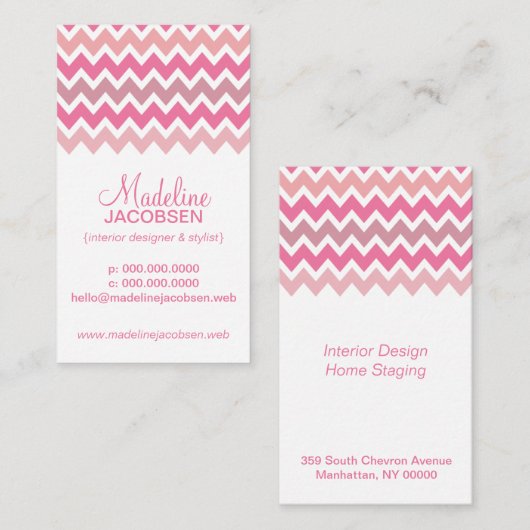 Zickzack rosa Muster Visitenkarte (Vorne/Hinten)