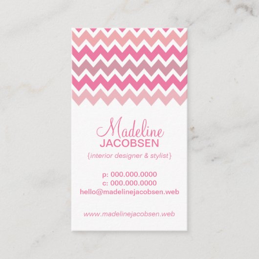 Zickzack rosa Muster Visitenkarte (Vorderseite)