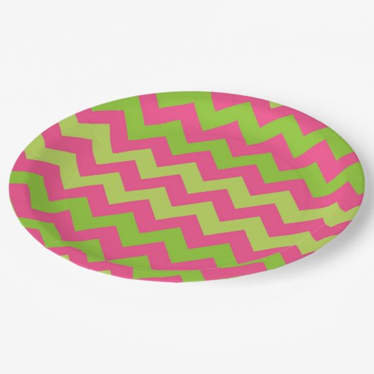 Zickzack, rosa Musterpapiere, Teller (Schrägansicht)