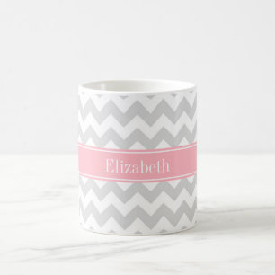 Zickzack-Rosa-Namen-Monogramm lt-graues Weiß Kaffeetasse