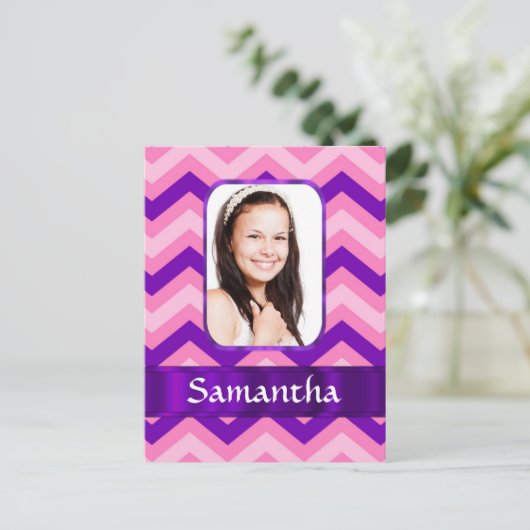 Zickzack rosa postkarte (Stehend Vorderseite)