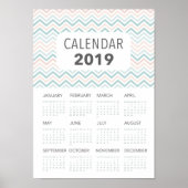Zickzack rosa und blauer Kalender 2019 Poster (Vorne)