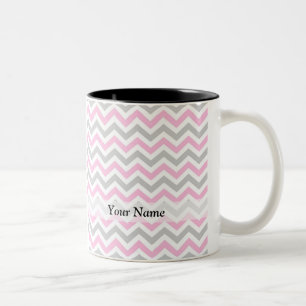 Zickzack, rosa und grau zweifarbige tasse