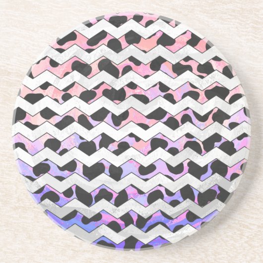 Zickzack Rosa und schwarze Dalmatinie Getränkeuntersetzer (Vorne)