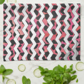 Zickzack Rosa und schwarze Dalmatinie Handtuch (Gefaltet)