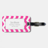 Zickzack, rosa und weißes Monogramm Gepäckanhänger (Rückseite horizontal)
