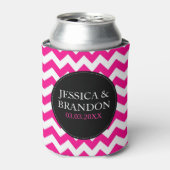 Zickzack rosa weißes und schwarzes Monogramm Muste Dosenkühler (Kanne Vorderseite)