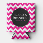 Zickzack rosa weißes und schwarzes Monogramm Muste Dosenkühler (Vorderseite)