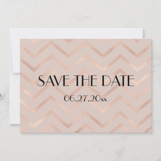 Zickzack Rose Gold Hochzeit Speichern Sie die Datu Save The Date (Vorderseite)