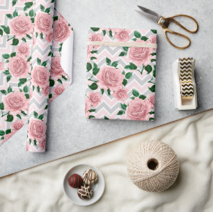 Zickzack Rosen Geschenkpapier