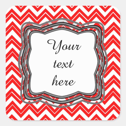 Zickzack Rot-Label Quadratischer Aufkleber (Vorderseite)
