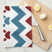 Zickzack rote blaue Welpen-Tatze druckt Geschirrtuch (Viertel Falte)