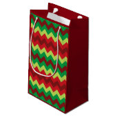 Zickzack, rotes Muster Kleine Geschenktüte (Rückseite Schrägansicht)