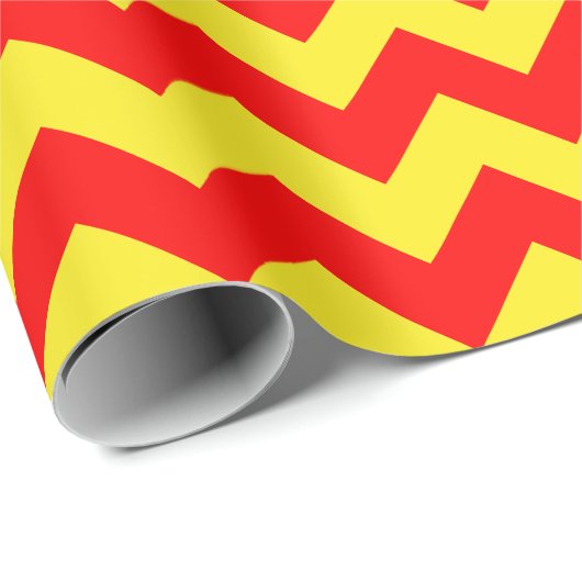 Zickzack, rotes und gelbes Papier Geschenkpapier (Rolleneckpunkt)