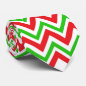 Zickzack rotes und grünes Muster Krawatte (Gerollt)