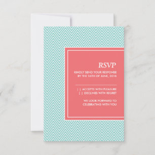 Zickzack RSVP-Karte für Blau und Koralle RSVP Karte