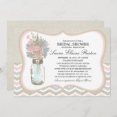 Zickzack Rustic Chic Mason Jar Brautparty Einladung (Vorne/Hinten)