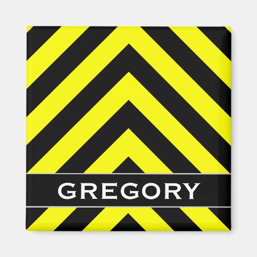 Zickzack Schwarz-Gelb-Muster + Individuelle Name Magnet (Vorne)