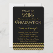 Zickzack Schwarz-Gold-Klasse des Abschlusses 2015 Einladung (Rückseite)