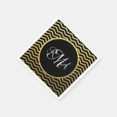Zickzack Schwarz-Gold-Muster Triple Mit Monogramm Serviette (Ecke)