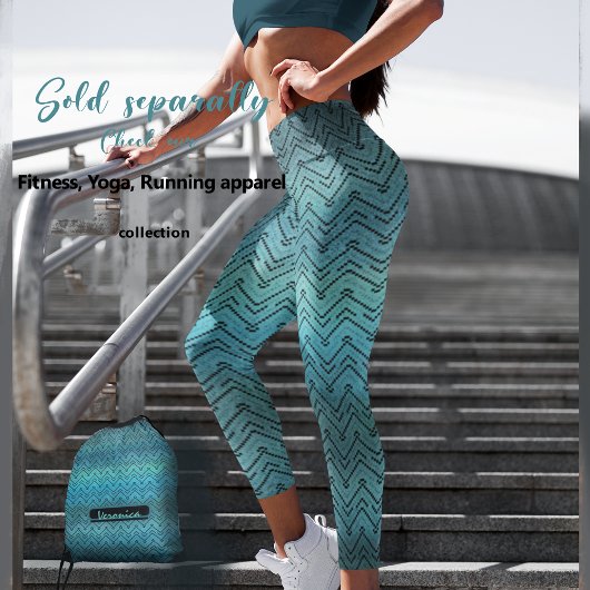 Zickzack Schwarz-Muster mit glänzend blauem Farbmu Leggings