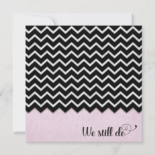 Zickzack Schwarz-Silber-Design in rosa Farbe Einladung (Vorderseite)