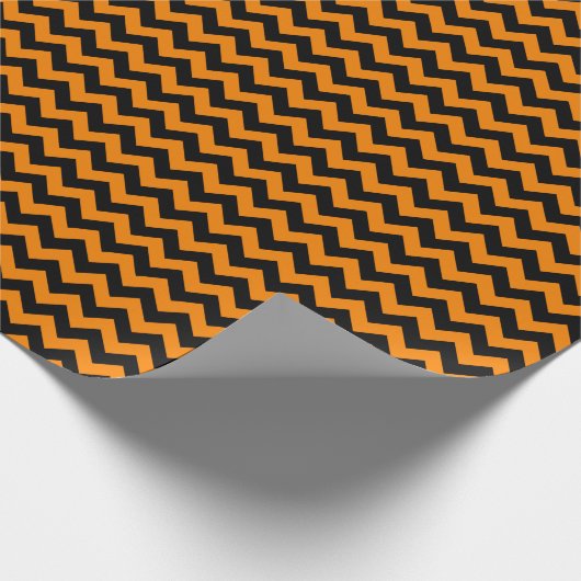 Zickzack Schwarz und Orange Geschenkpapier (Ecke)
