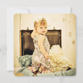 Zickzack Schwarz-Weiß-Foto-Karten 1. Geburtstag Einladung (Rückseite)