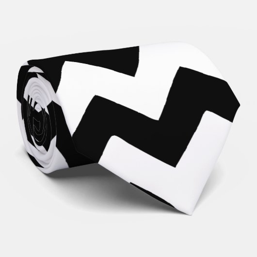 Zickzack Schwarz/Weiß Krawatte (Gerollt)