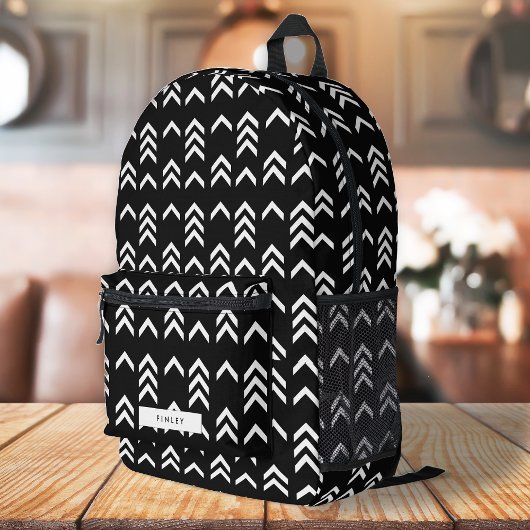 Zickzack Schwarz-Weiß-Muster Bedruckter Rucksack