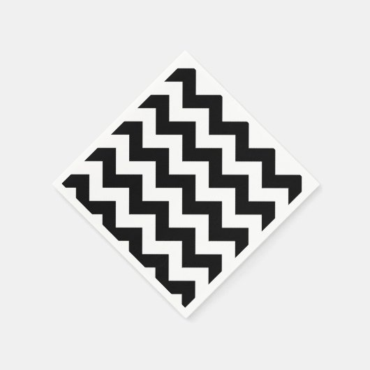 Zickzack Schwarz-Weiß-Papier Napkin Serviette (Ecke)