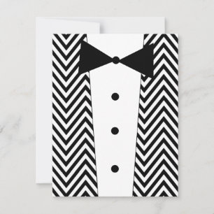 Zickzack Schwarz-Weiß-Tuxedo Einladung