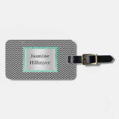 ZICKZACK SCHWARZ-WEISSER PINK GLITZER KUSTOM LUGGA GEPÄCKANHÄNGER (Vorderseite horizontal)