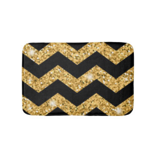 Zickzack schwarze Golddiamanten Badematte