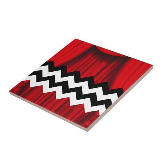 Zickzack schwarze Lodge Fliese (Seite)