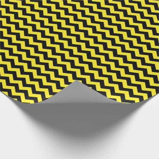 Zickzack schwarzes und gelbes Papier Geschenkpapier (Ecke)