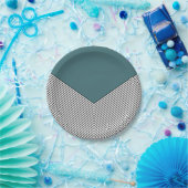 Zickzack Schwarzweiß-Design und blaues Dreieck Pappteller (Party)