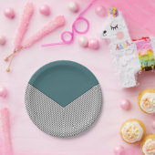 Zickzack Schwarzweiß-Design und blaues Dreieck Pappteller (Party)