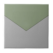 Zickzack Schwarzweiß-Design und grünes Dreieck Fliese (Vorderseite)
