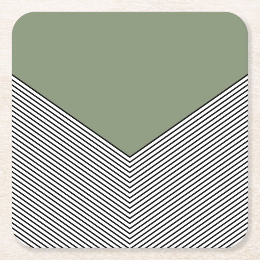 Zickzack Schwarzweiß-Design und grünes Dreieck Rechteckiger Pappuntersetzer (Vorderseite)