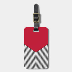Zickzack Schwarzweiß-Design und rotes Dreieck Gepäckanhänger