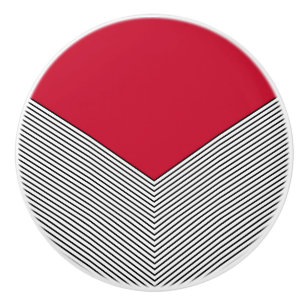 Zickzack Schwarzweiß-Design und rotes Dreieck Keramikknauf