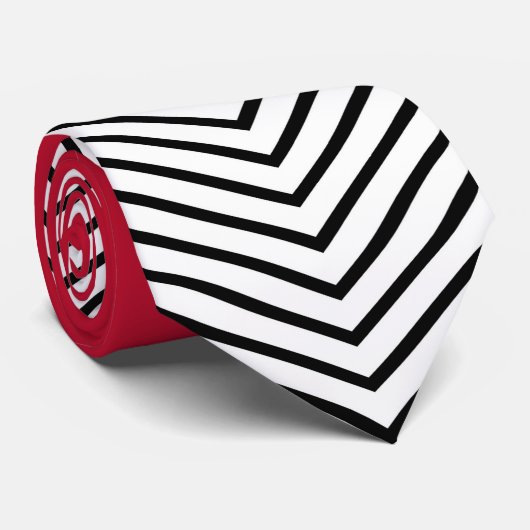 Zickzack Schwarzweiß-Design und rotes Dreieck Krawatte (Gerollt)