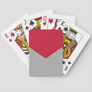 Zickzack Schwarzweiß-Design und rotes Dreieck Spielkarten